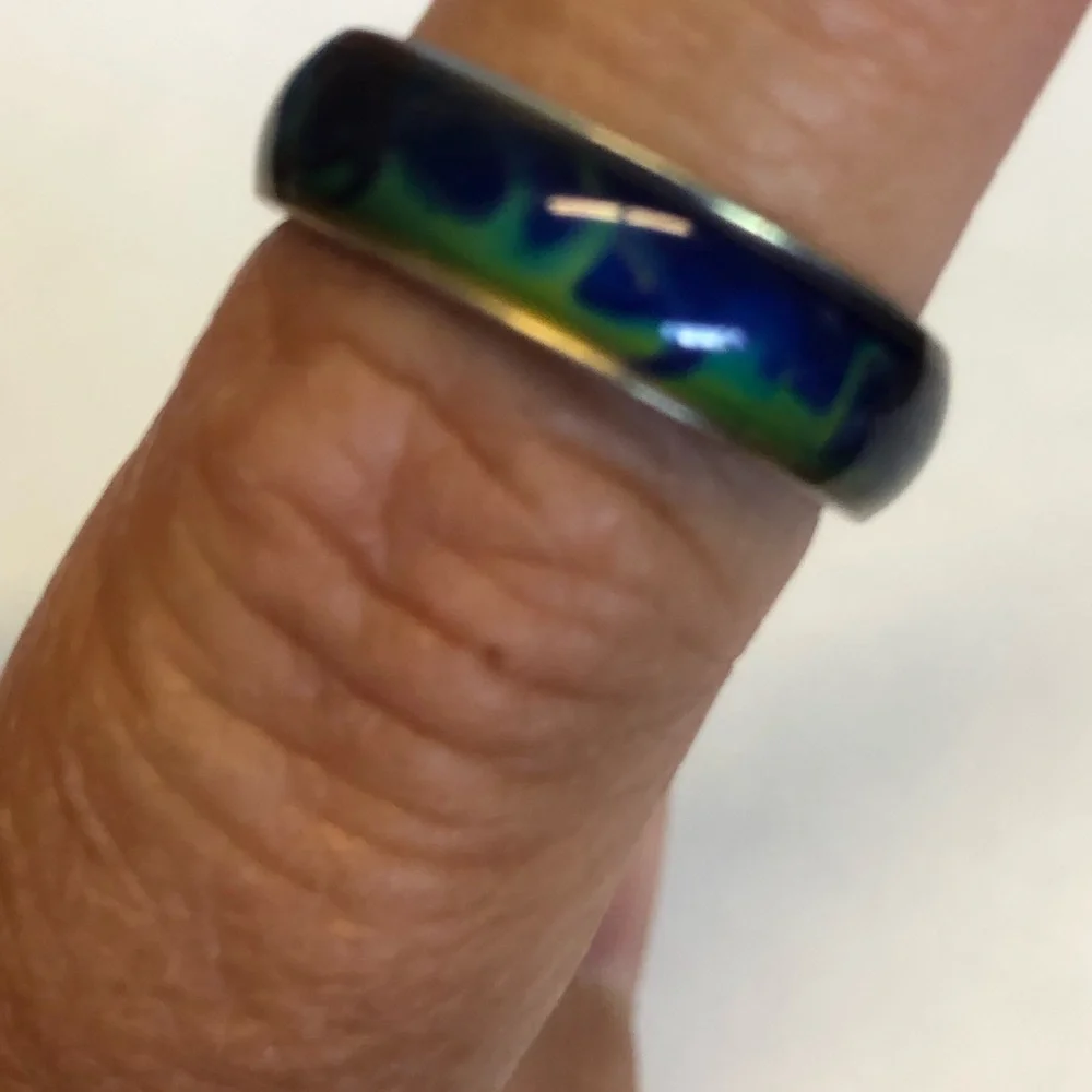 Blue and Green Enamel mood ring Band size 9